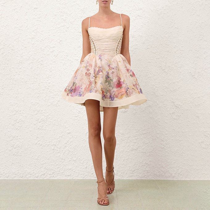 zimmermann alchemy beaded floral linen silk mini dress